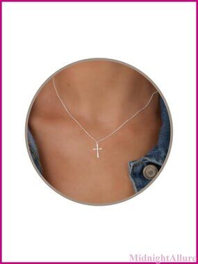 Dainty Minimalist Cross Pendant Necklace Adjustable 16in and 2in Extender